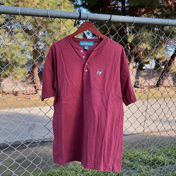 Vintage 90s Big Dogs Burgundy Henley Shirt Size Small - Picture 2 of 7